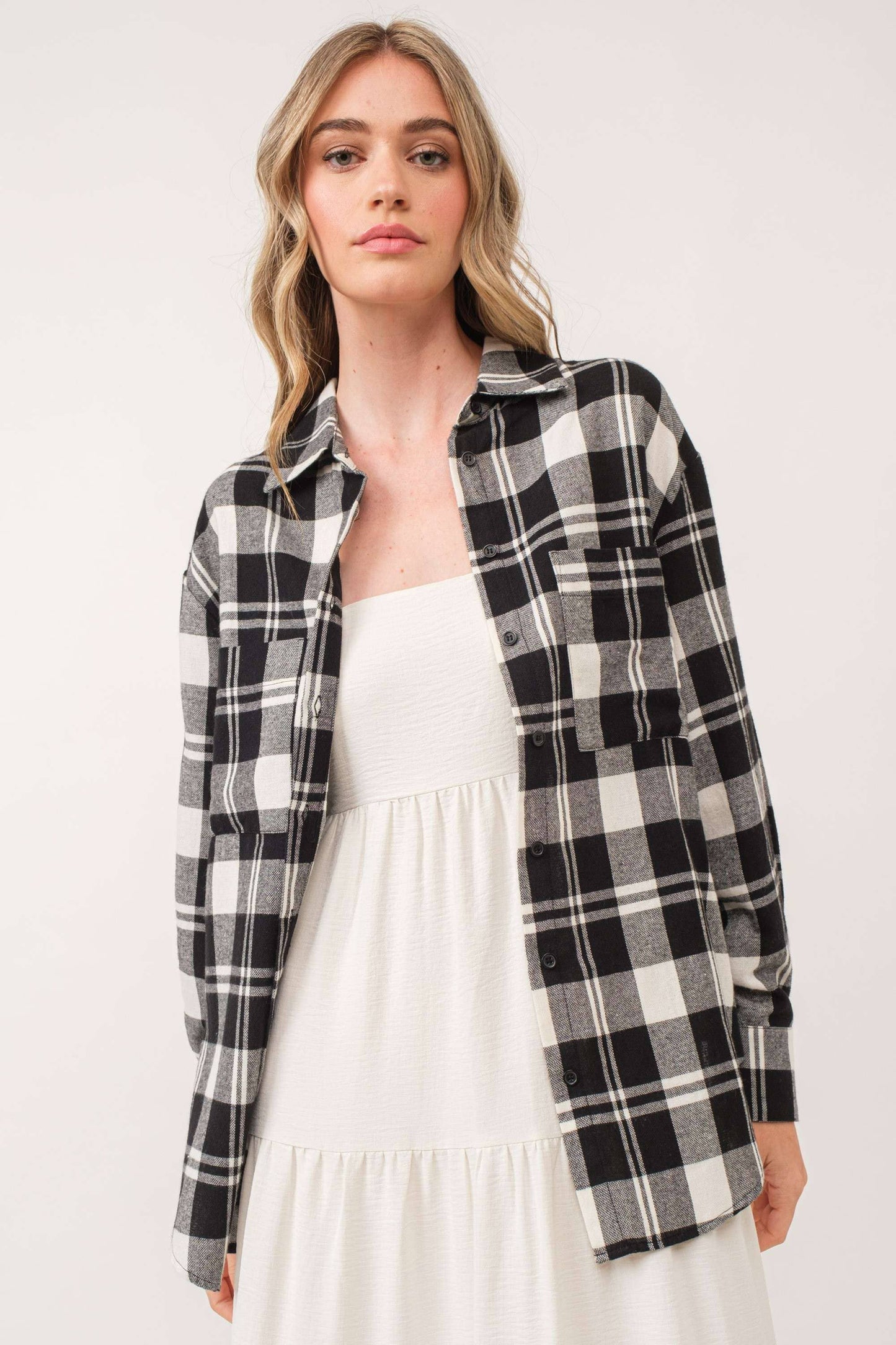 Black & White Flannel Top