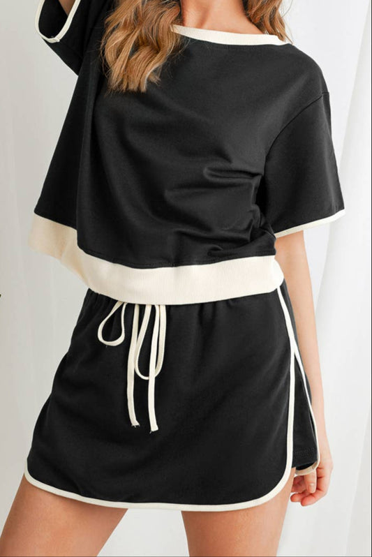 Colorblock T Shirt & Skirt Set