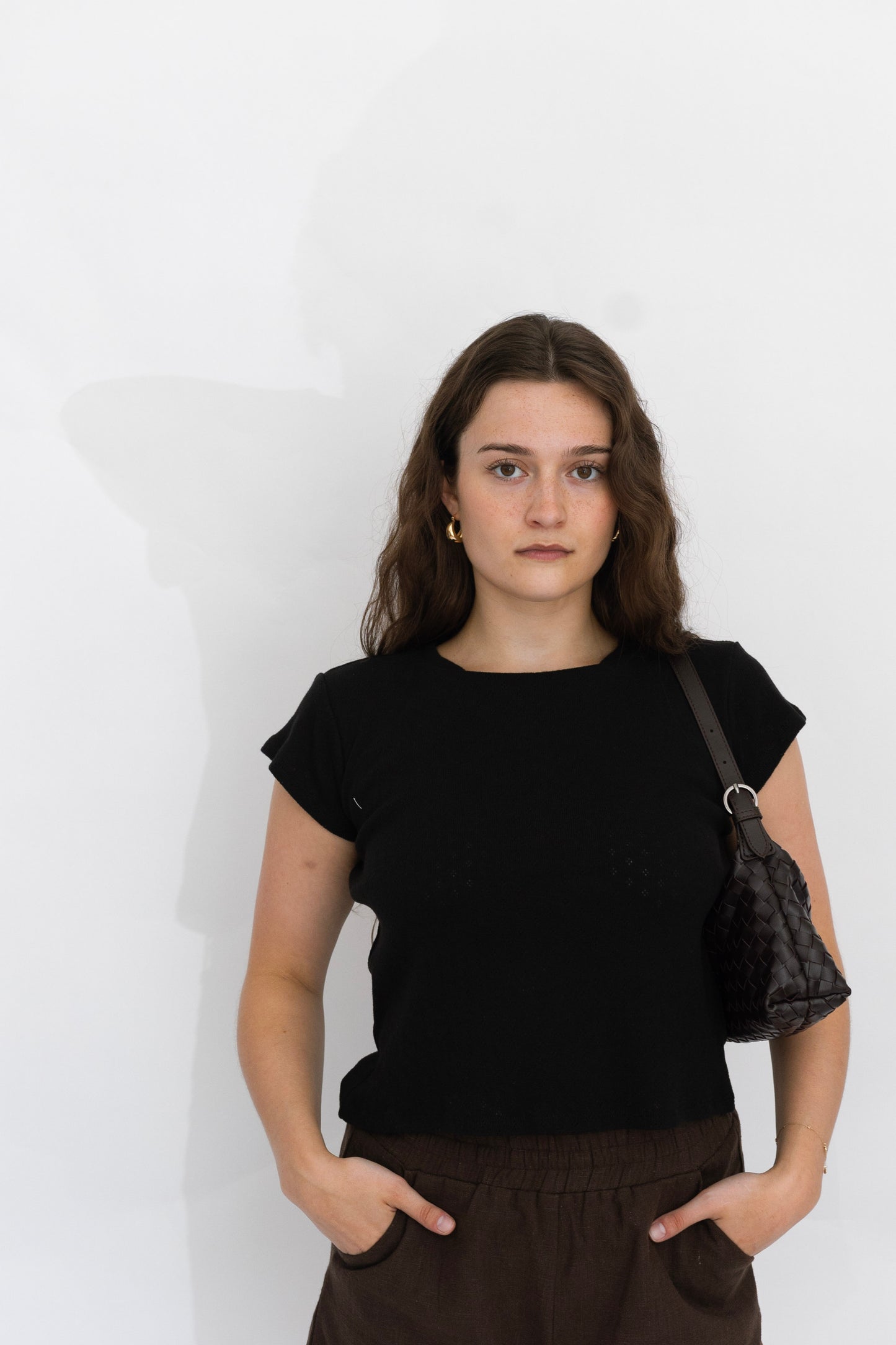 Madeline Baby Tee | Black Pointelle