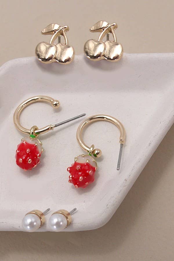 Strawberry Trio Earrings