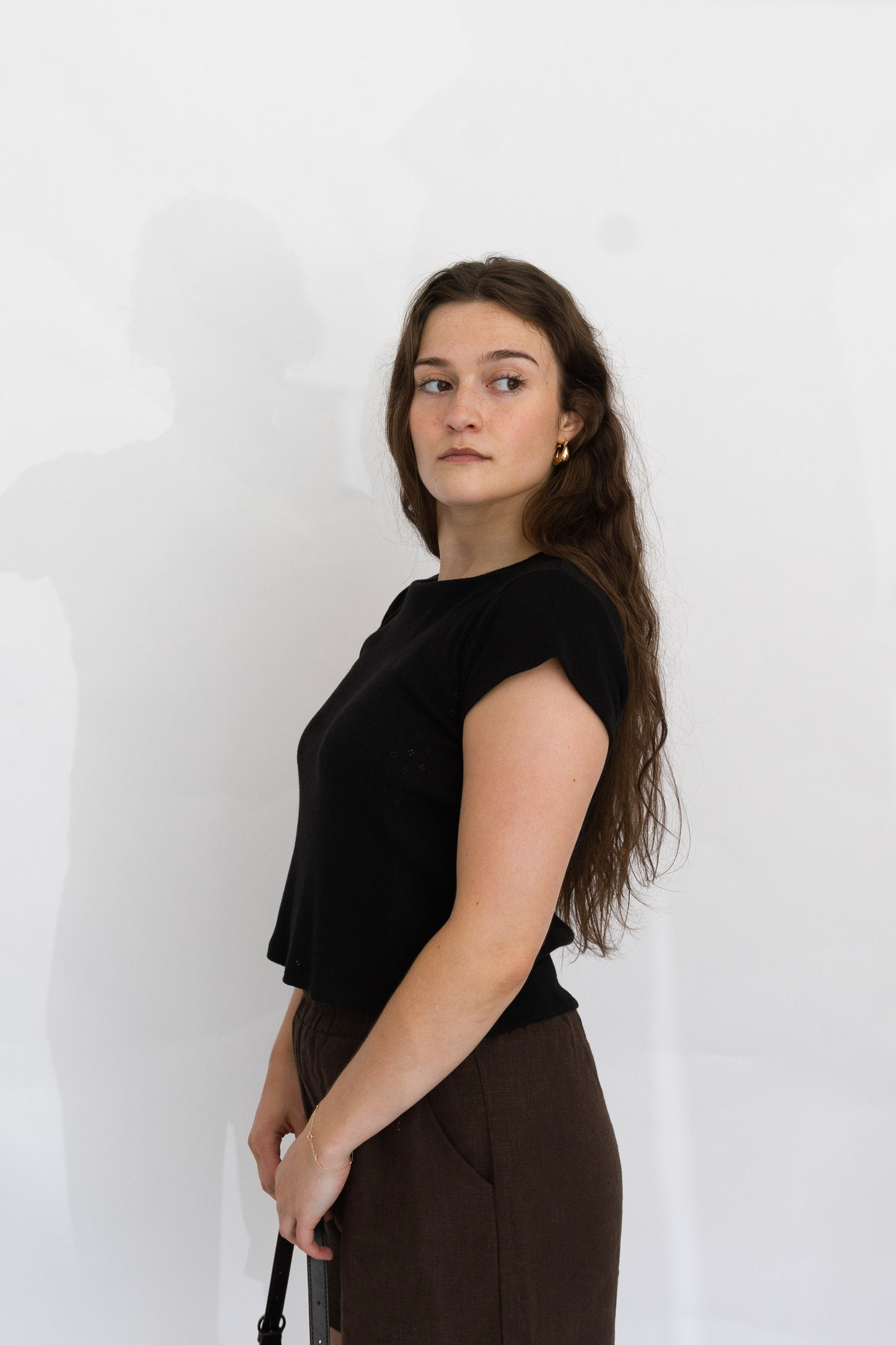 Madeline Baby Tee | Black Pointelle