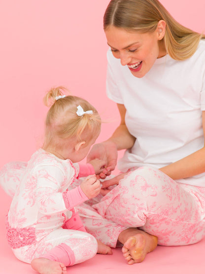 Pink Toile Pajama Pants for Mom