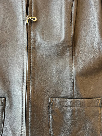Front Zip Vintage Leather Jacket