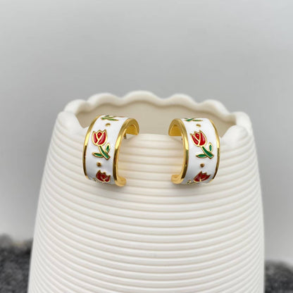 Enamel Tulip Earrings