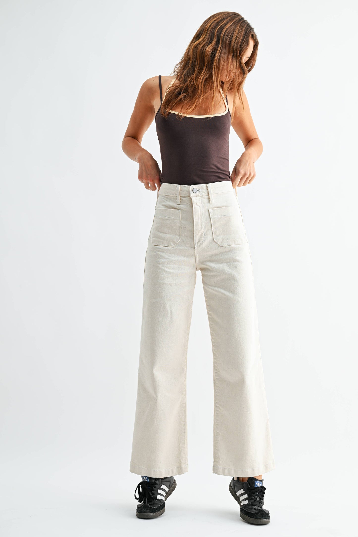 Wide Leg Sailor Jeans | Cream