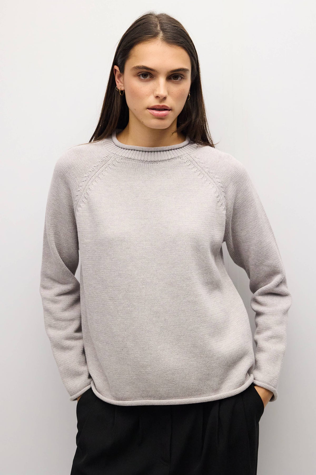 Rolled Edge Raglan Sweater | Multiple Colors