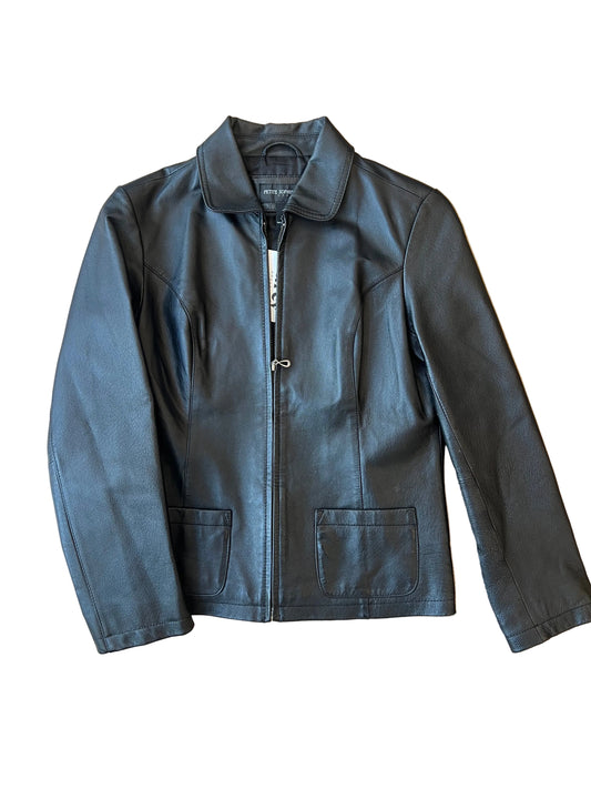 Front Zip Vintage Leather Jacket