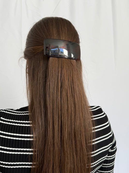 Large Rectangle Tortoise Shell Hair Barrette