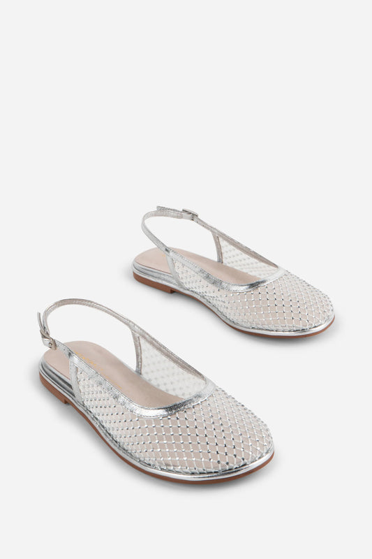 Anna Ballet Sling Back Silver