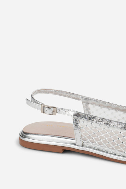 Anna Ballet Sling Back Silver