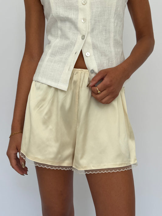 Satin Lace Trim Shorts