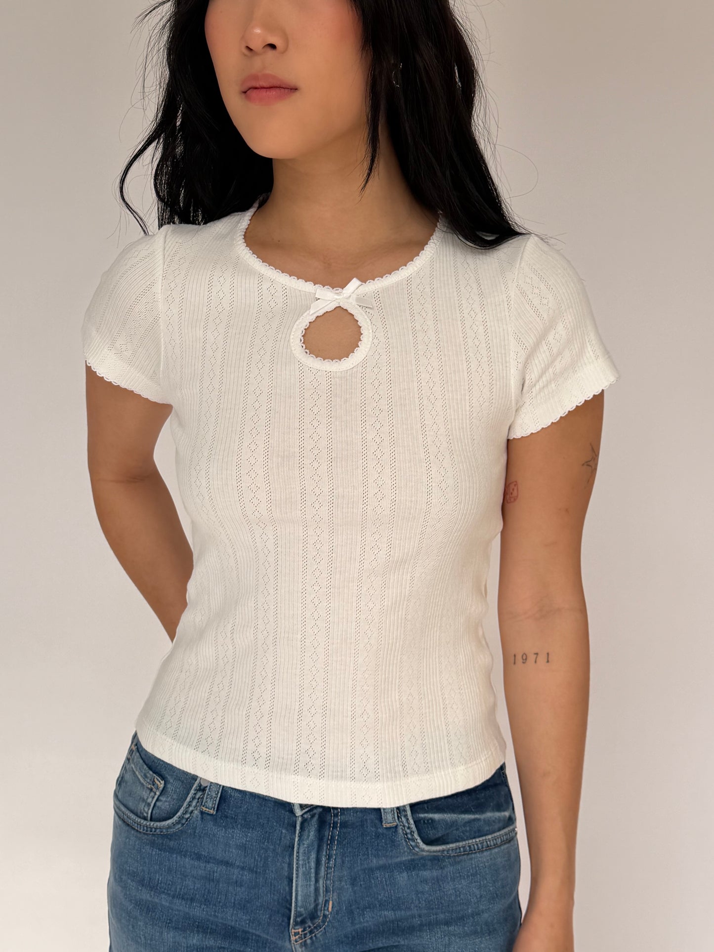 Karla Keyhole Ribbon Top
