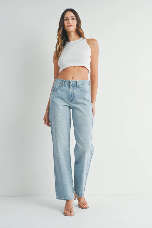 Relaxed Waist Straight Leg Jeans