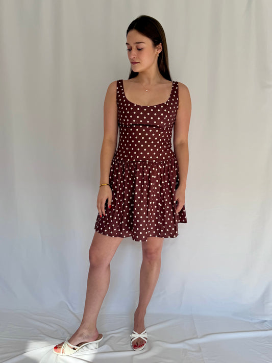 Cocoa Polka Dot Mini Dress