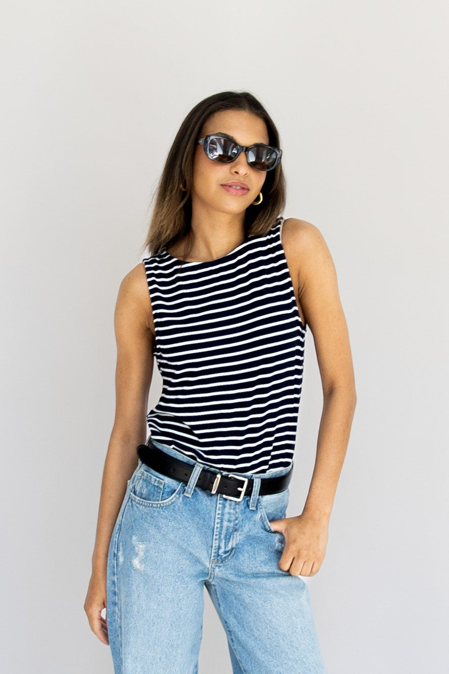 Stripe Boat Neck Tank