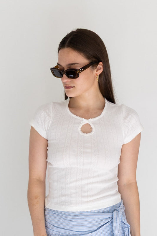 Karla Keyhole Ribbon Top
