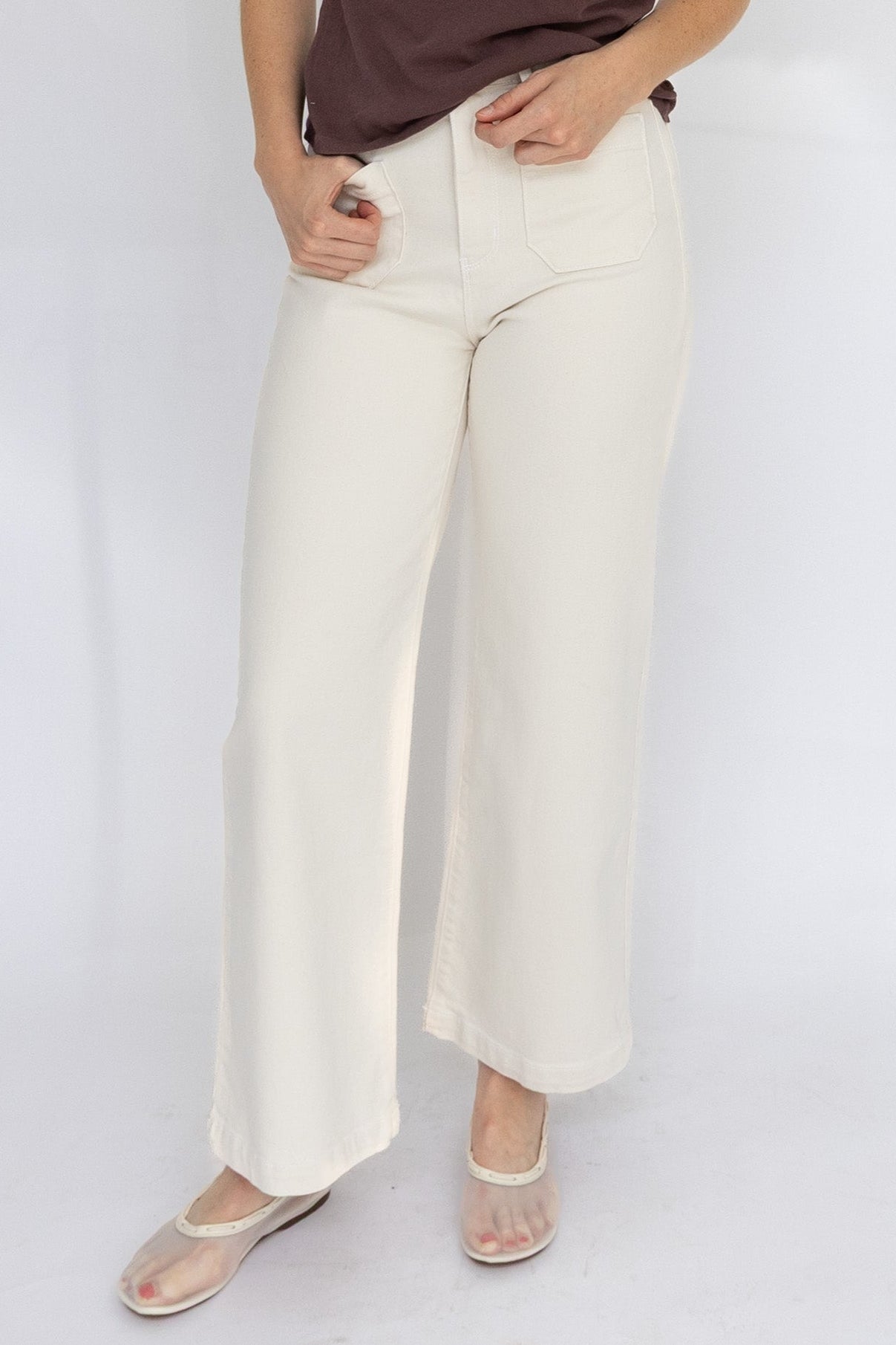 Wide Leg Sailor Jeans | Cream