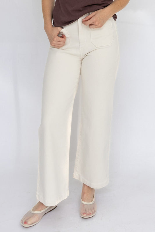 Wide Leg Sailor Jeans | Cream
