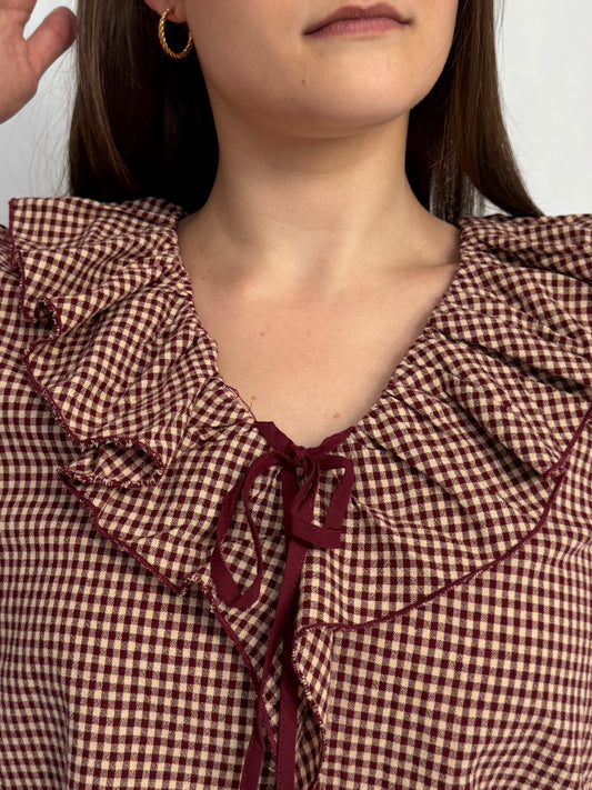 Alexa Gingham Ruffle Blouse