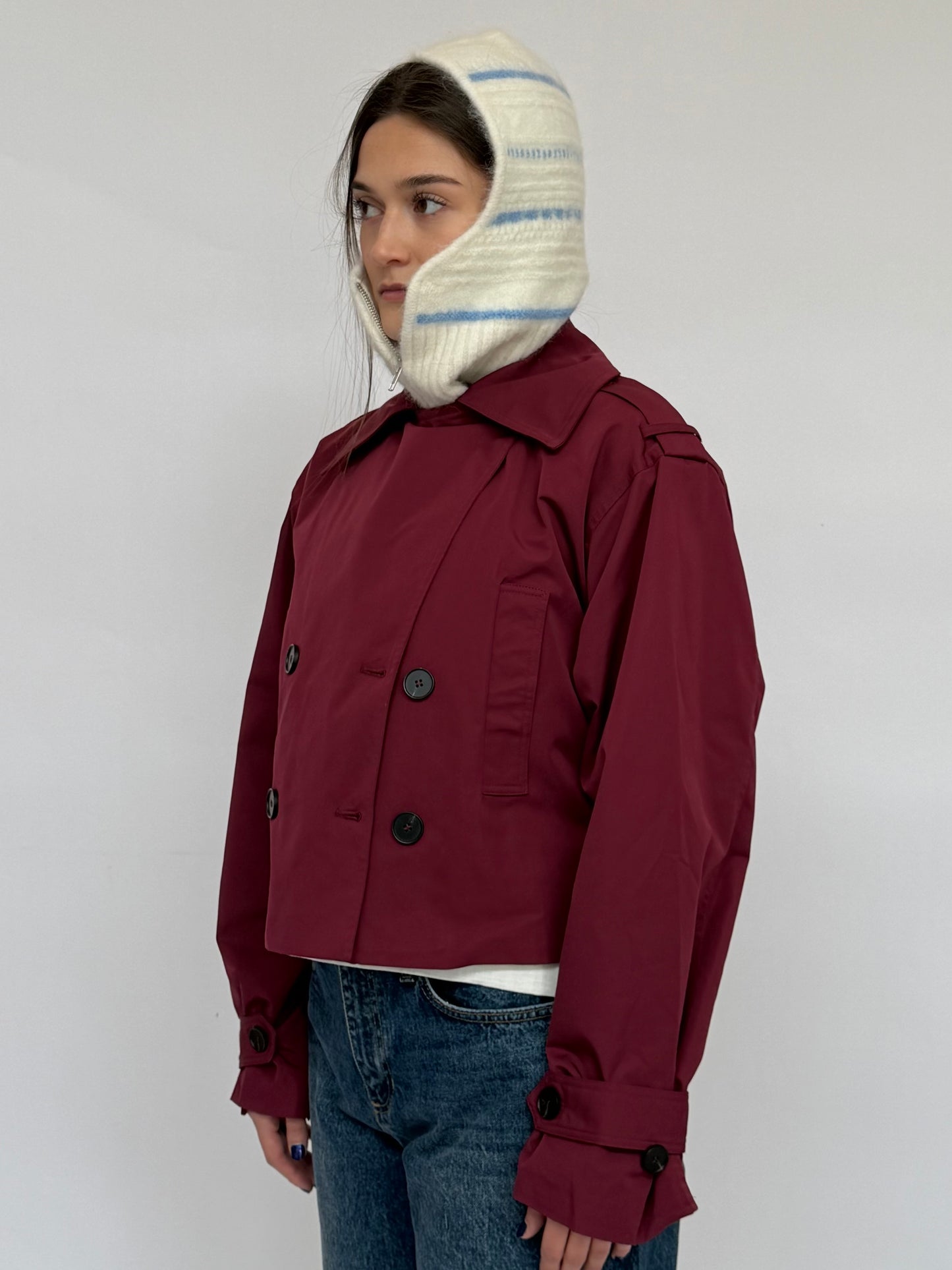 Cropped Trench Coat | Burgundy