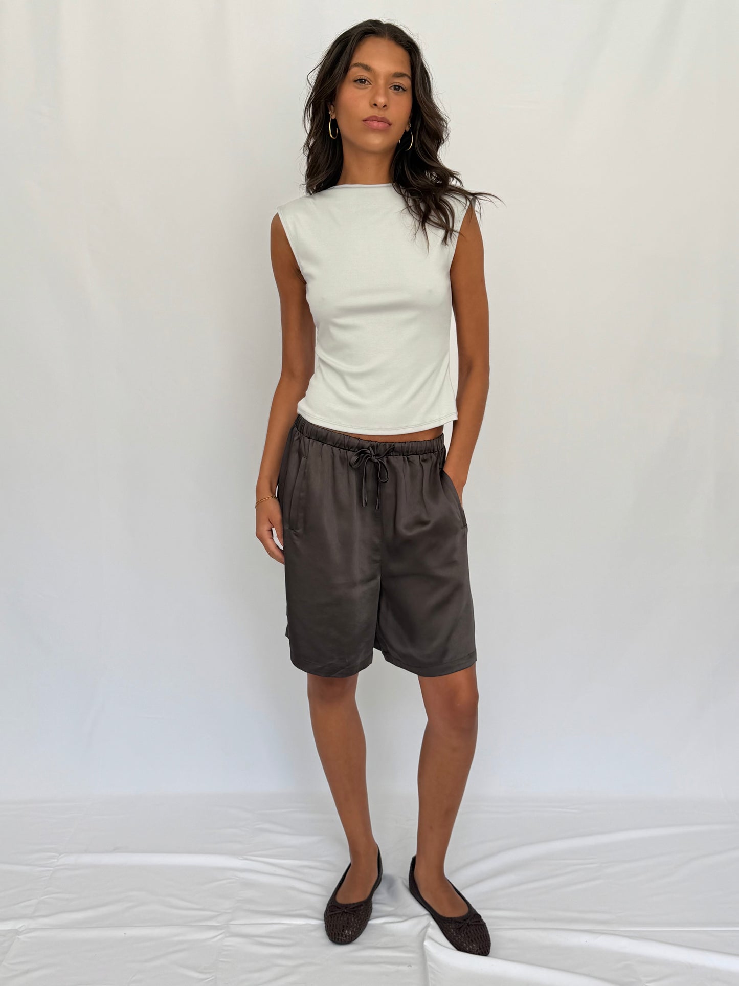 Annalise Long Satin Shorts