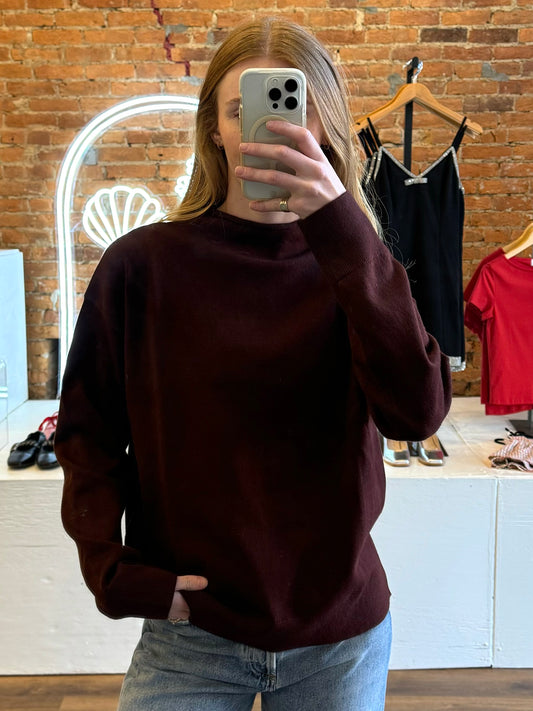 Bordeaux Mock Neck Sweater