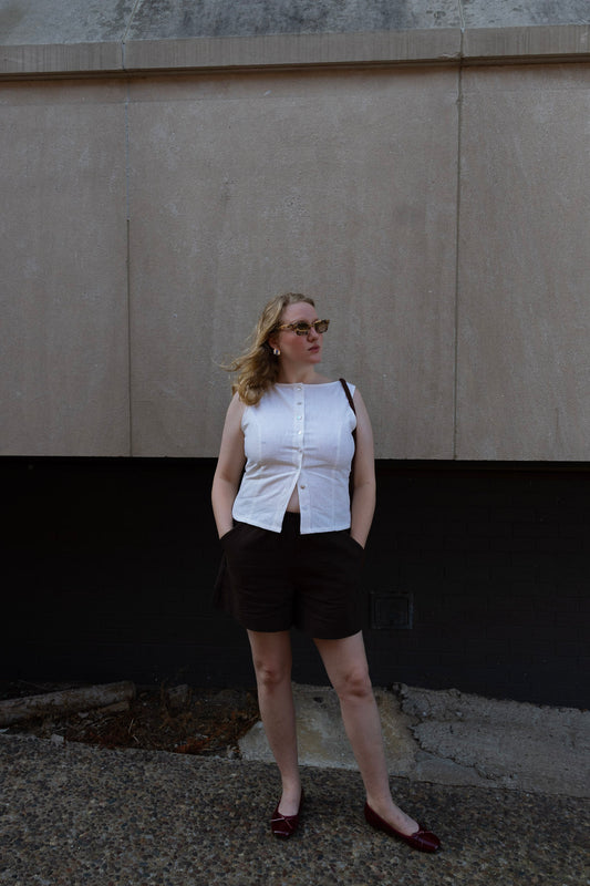Bridgett Linen Top | White