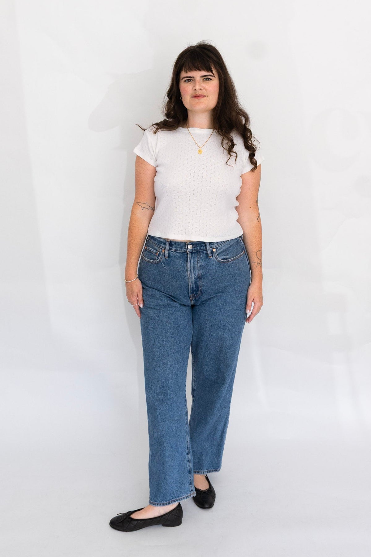 Madeline Baby Tee | White Pointelle