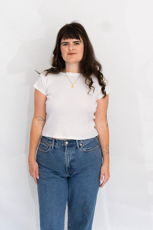 Madeline Baby Tee | White Pointelle