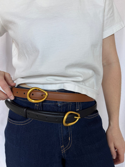 Classic Leather Belt with Asymmetrical Buckle | Multiple Colors