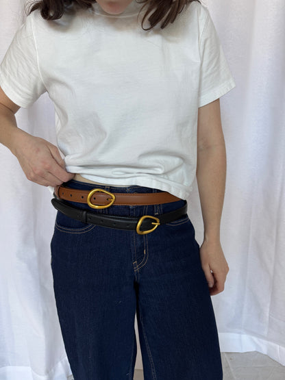 Classic Leather Belt with Asymmetrical Buckle | Multiple Colors