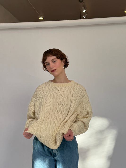 Cream Cable Knit Sweater