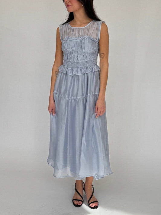 Jess Chiffon Blue Midi Dress