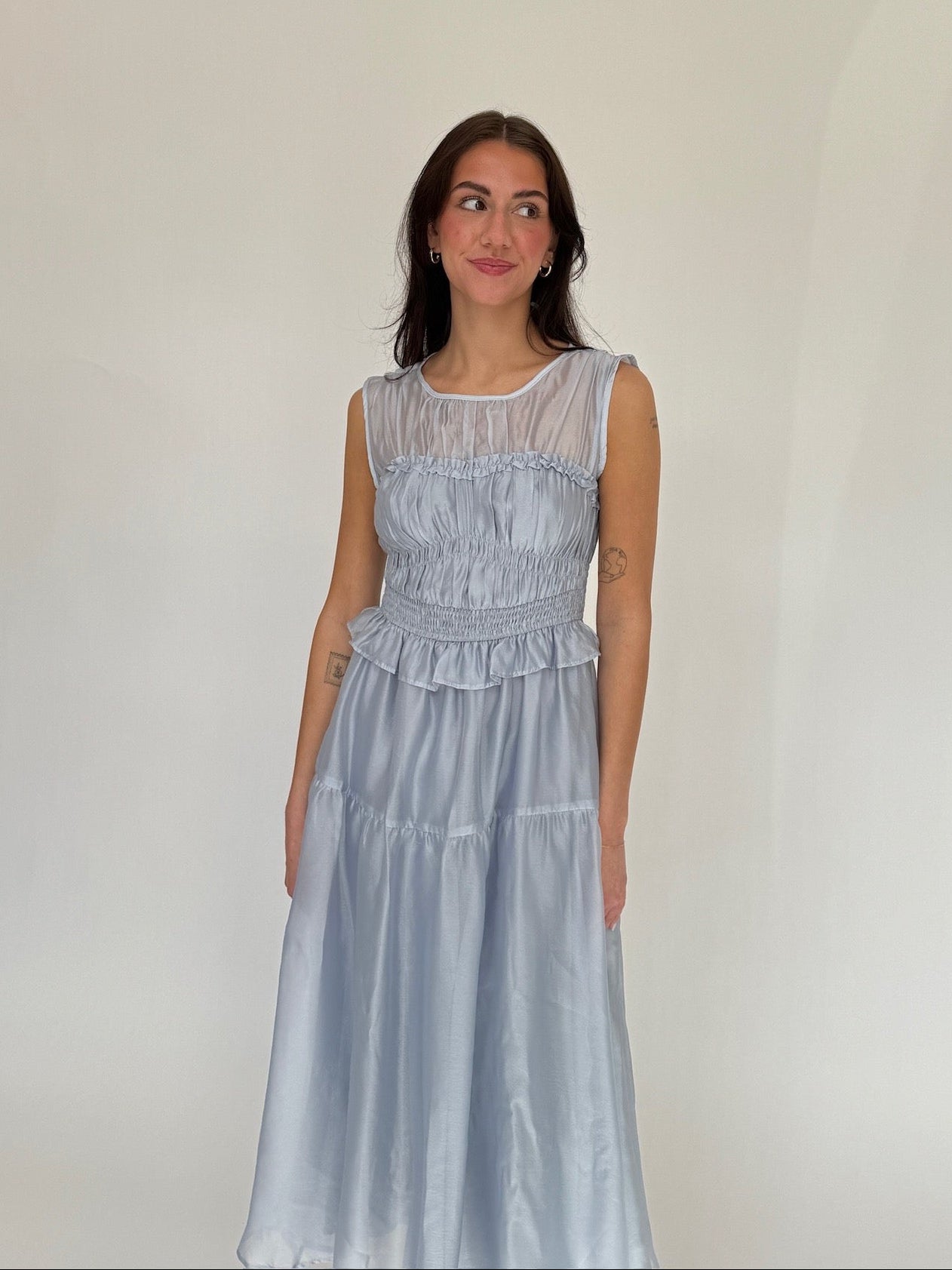Jess Chiffon Blue Midi Dress