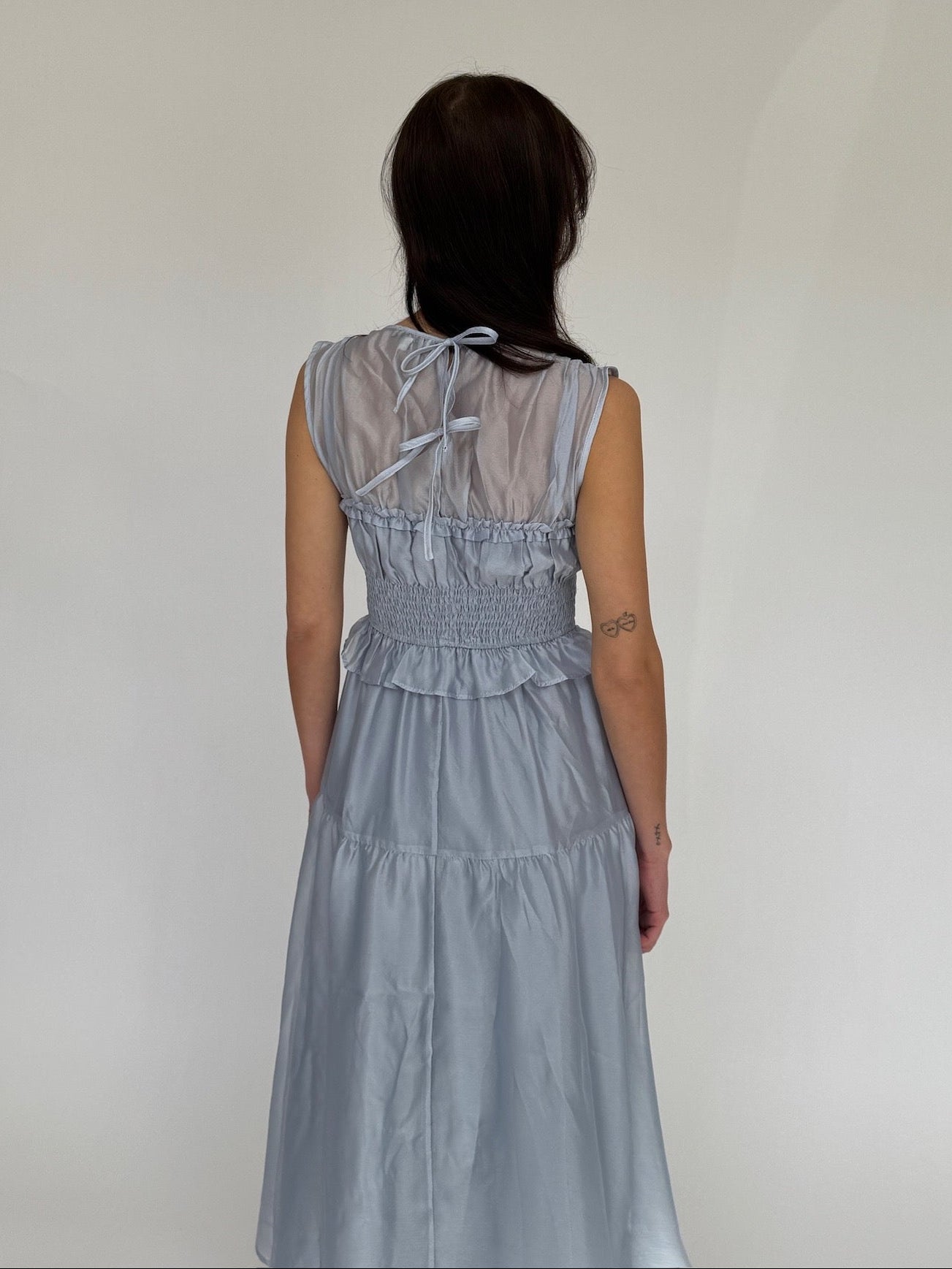 Jess Chiffon Blue Midi Dress