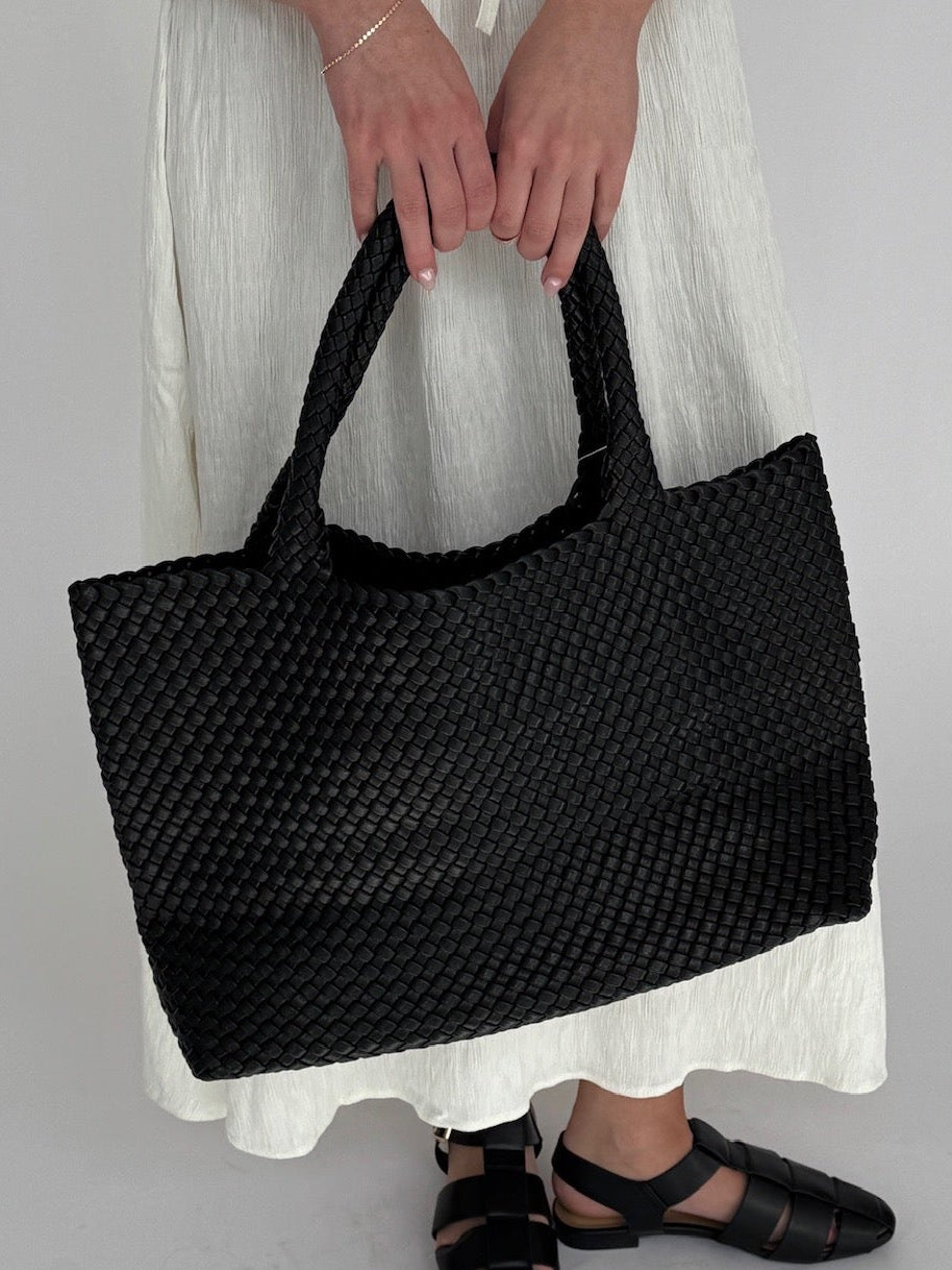 Solana Woven Vegan Leather Tote