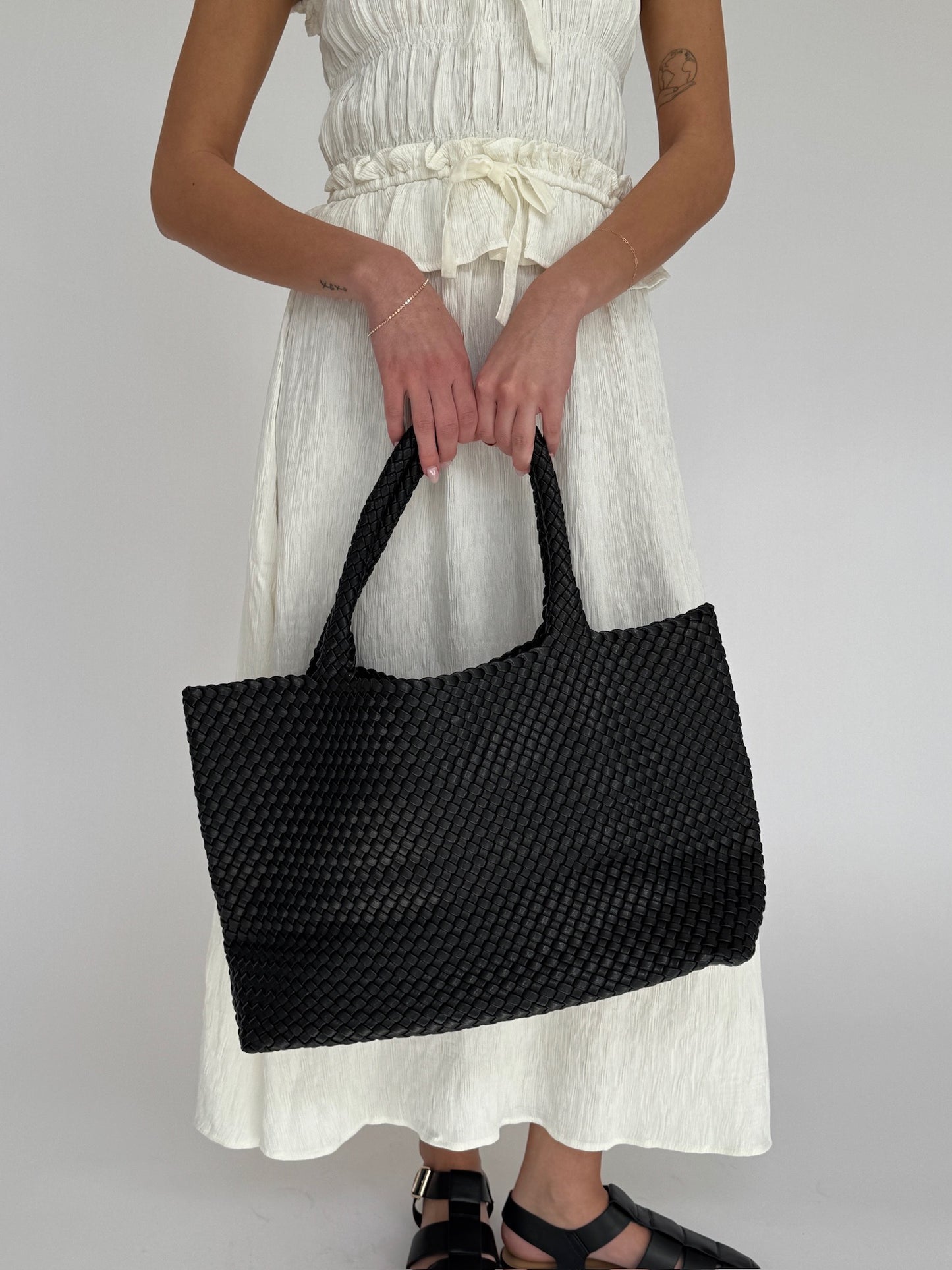 Solana Woven Vegan Leather Tote