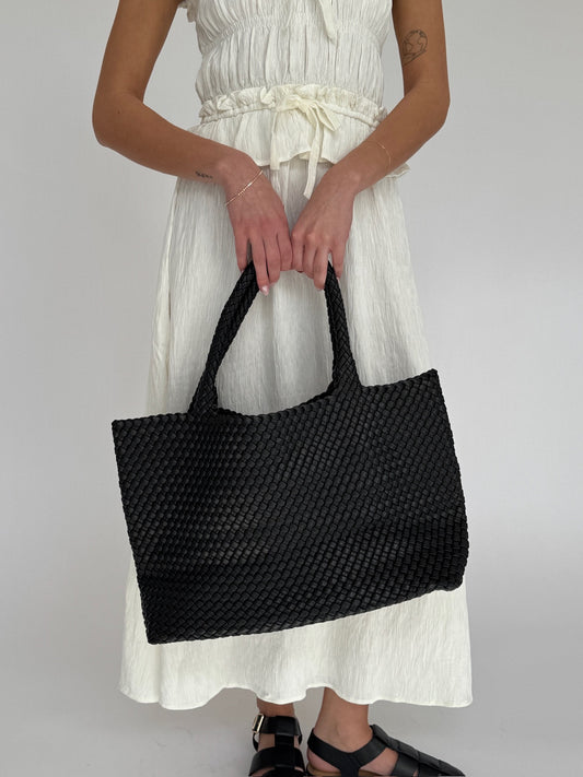 Solana Woven Vegan Leather Tote