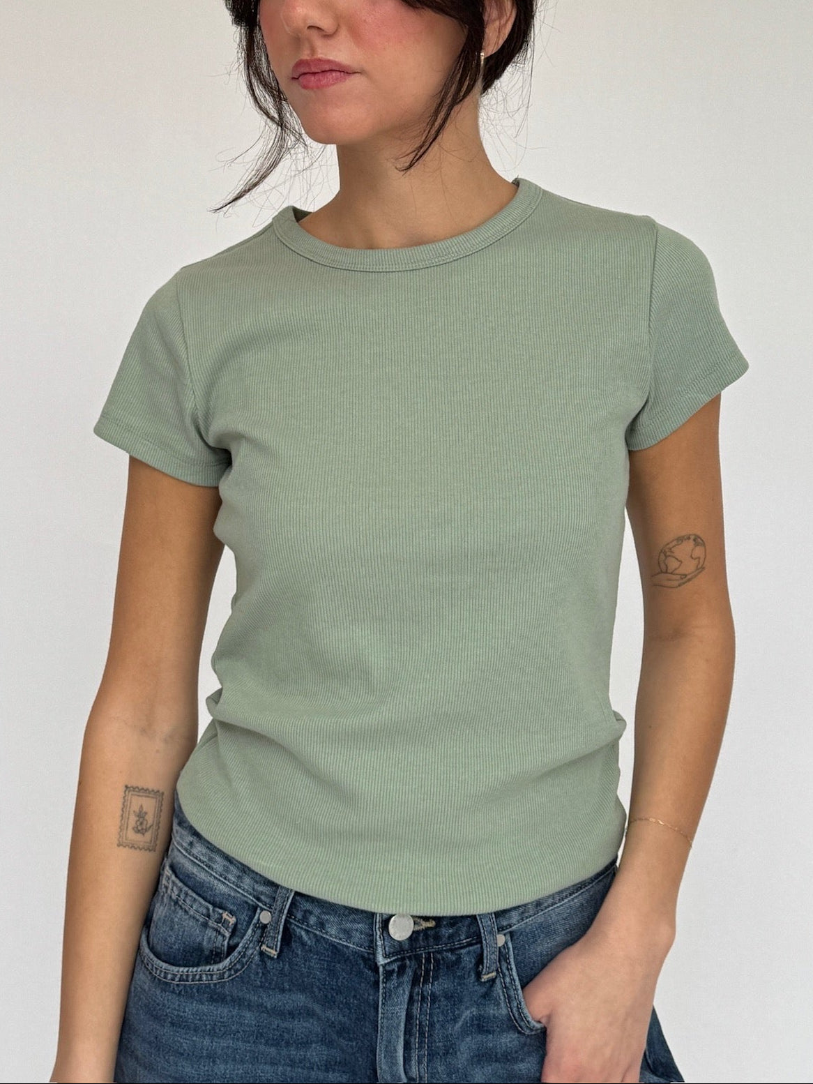 Basic Ribbed Short Sleeve Top