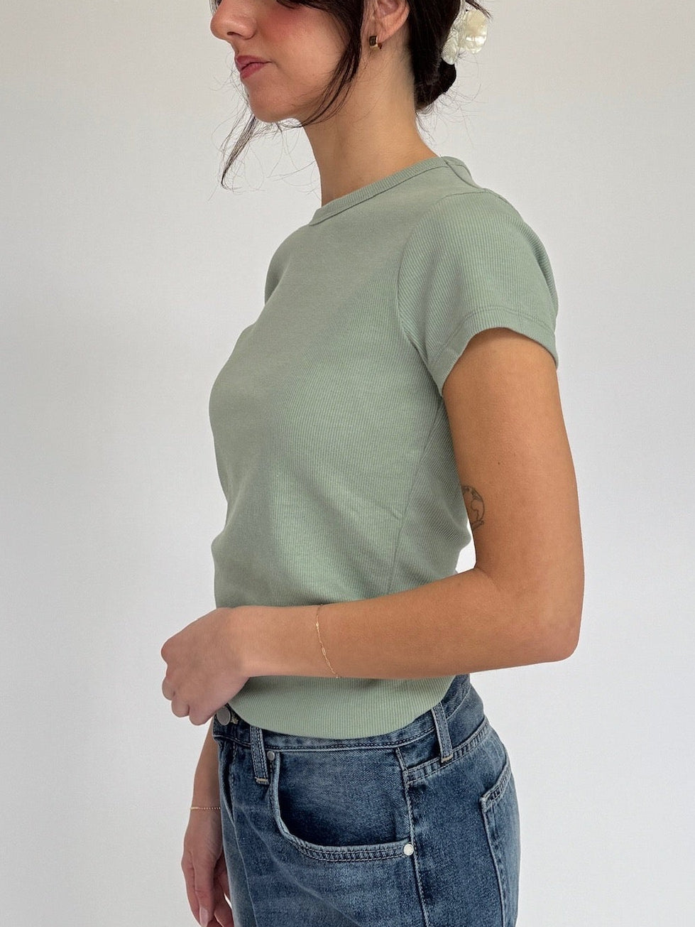 Basic Ribbed Short Sleeve Top