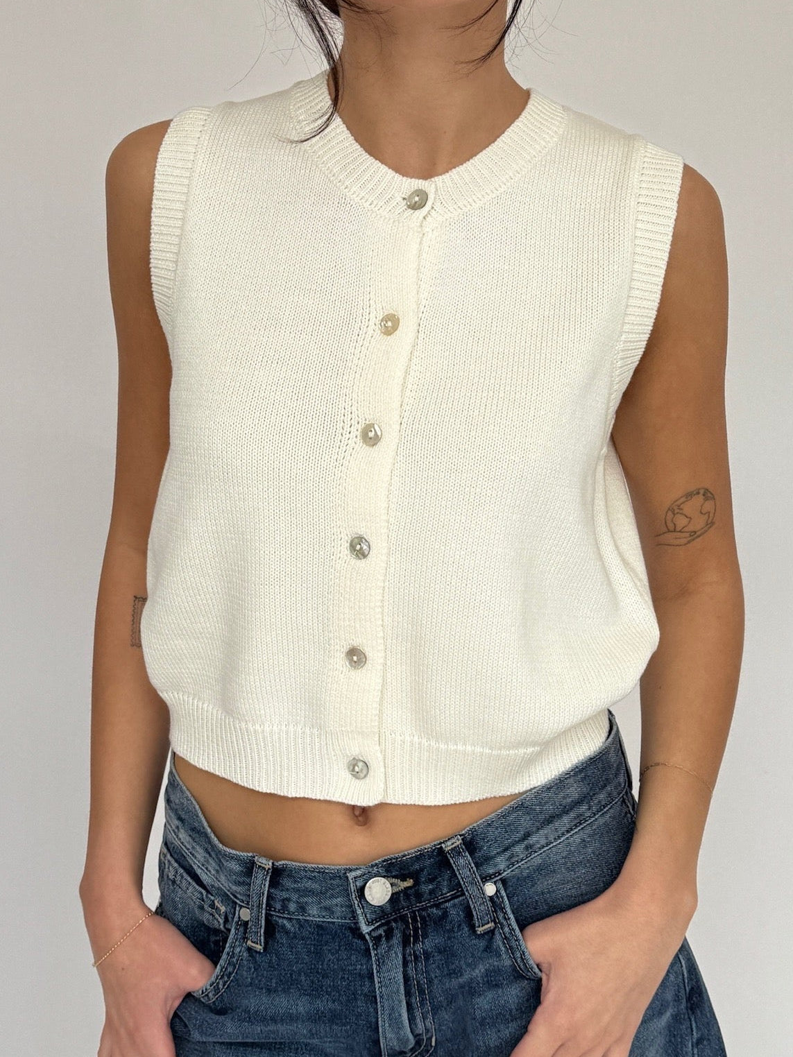 Button Up Sleeveless Cardigan