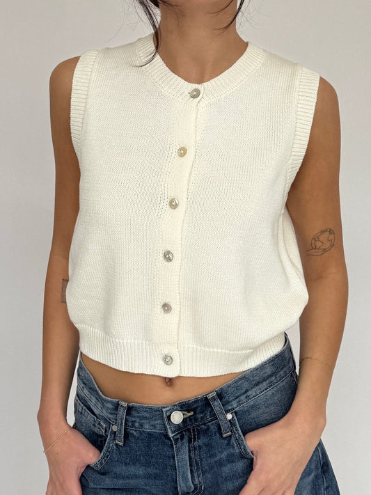 Button Up Sleeveless Cardigan