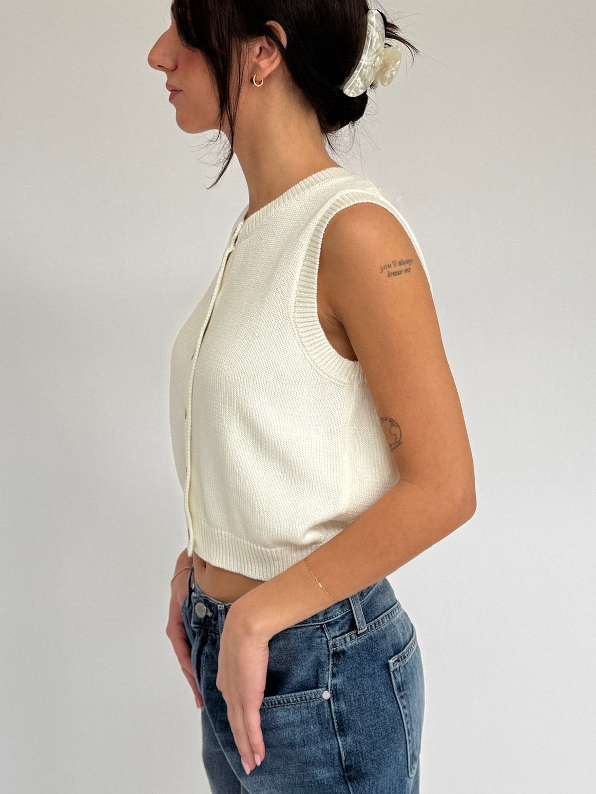 Button Up Sleeveless Cardigan