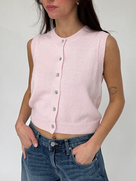 Button Up Sleeveless Cardigan