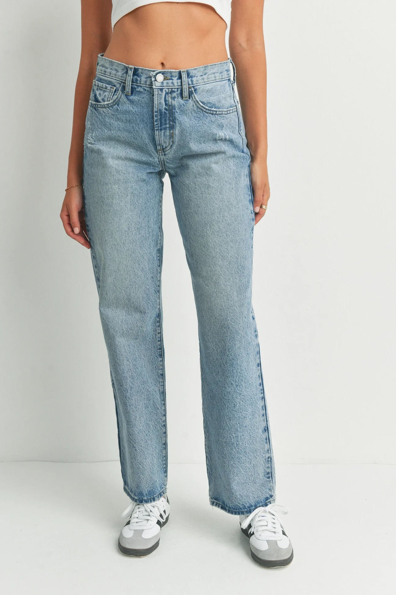 Relaxed Waist Straight Leg Jeans