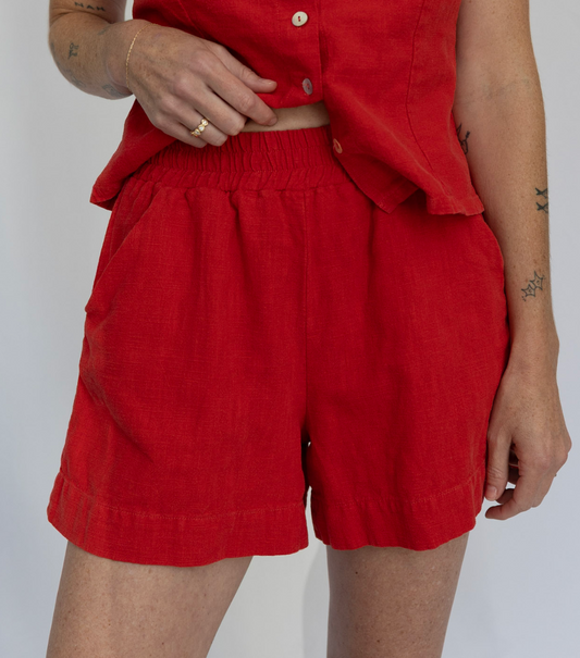 Lee Linen Shorts | Lived-in Red