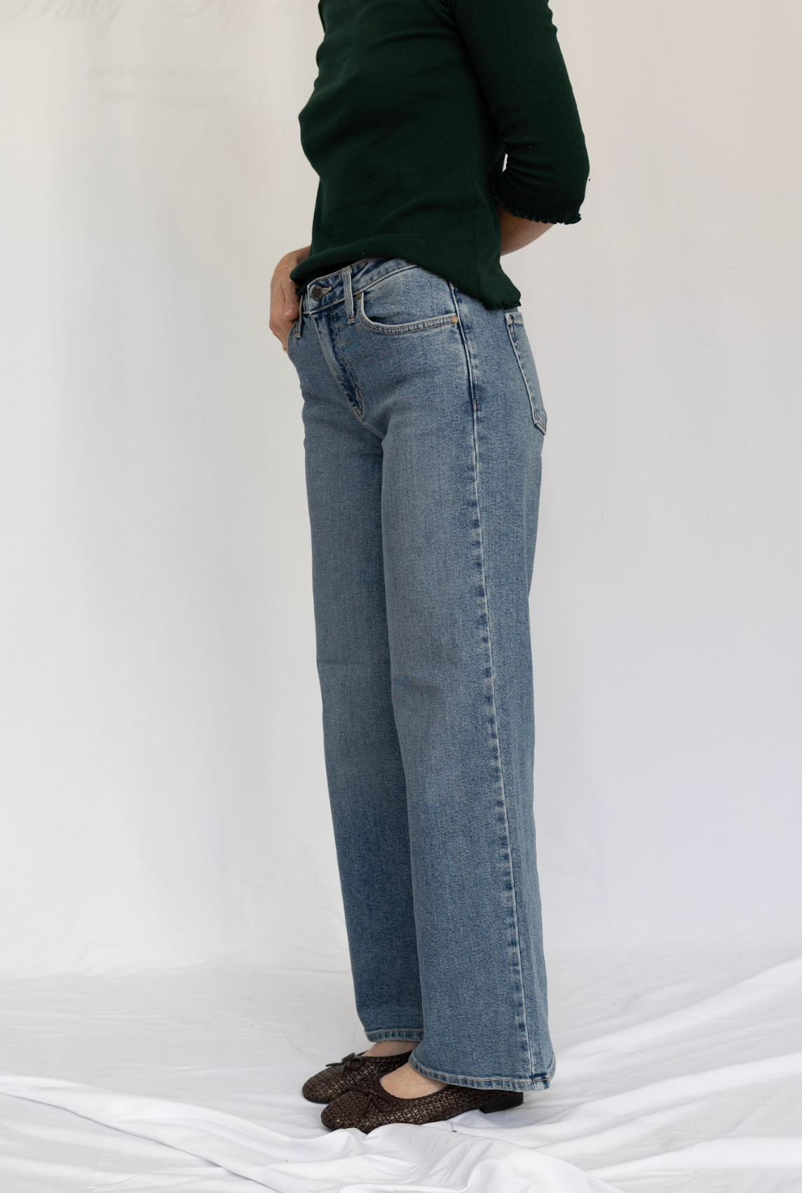 Mid Rise Slim Wide Leg
