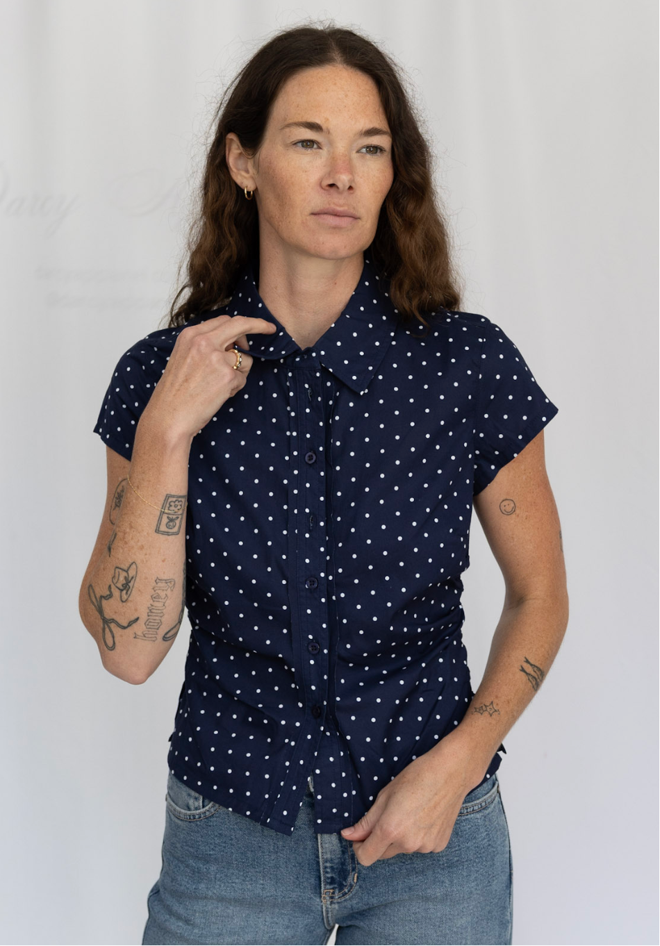 Lena Polka Dot Ruched Top