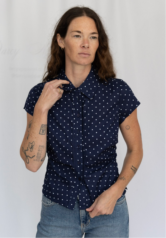 Lena Polka Dot Ruched Top