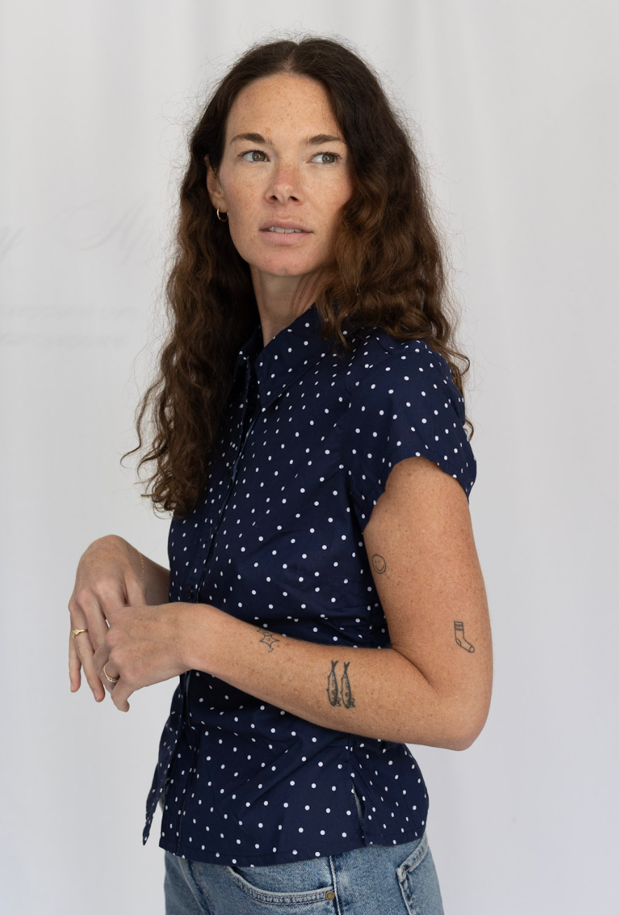 Lena Polka Dot Ruched Top